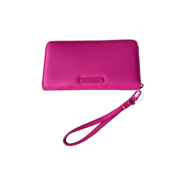 Betsey Johnson Skull Studded Zip Wristlet Wallet Pink - Picture 2 of 3